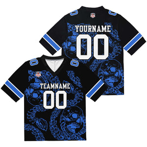 Camiseta de fútbol personalizada con nombre y número del equipo bordados y estampados-color azul hueso