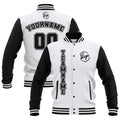 Chaquetas universitarias impermeables personalizadas en blanco y negro con nombre-número y logotipo bordados a medida