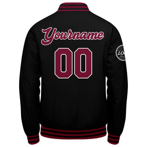 Chaqueta universitaria personalizada estilo Letterman para hombres-mujeres y jóvenes-color carmesí y negro