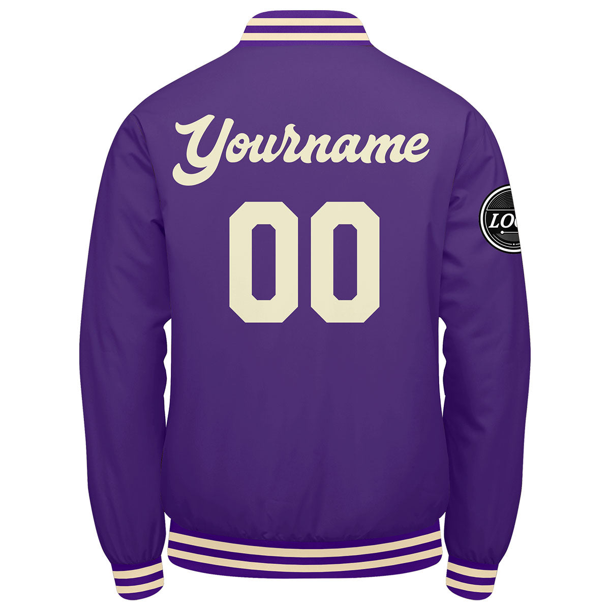 Chaqueta universitaria personalizada estilo Letterman para hombres-mujeres y jóvenes-color morado y crema