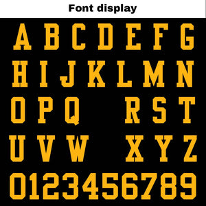 Camiseta de fútbol personalizada con nombre y número del equipo impresos y bordados-color negro y amarillo