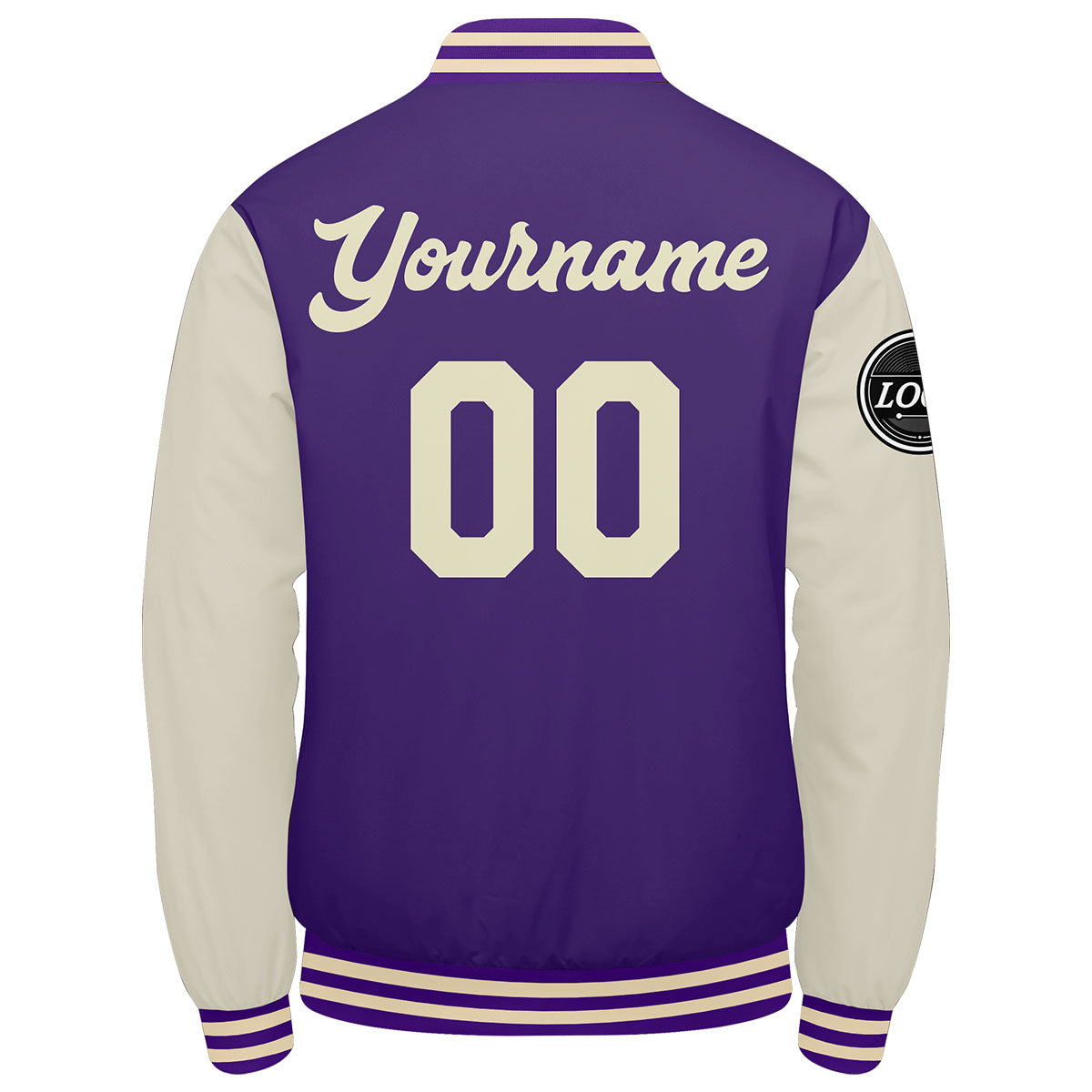 Chaqueta universitaria personalizada estilo Letterman para hombres-mujeres y jóvenes-color morado y crema