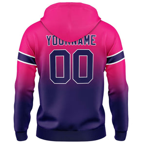 Sudadera con capucha personalizada con degradado para hombre-mujer-niña o niño Estampa tu logotipo-nombre o número en rosa y morado oscuro
