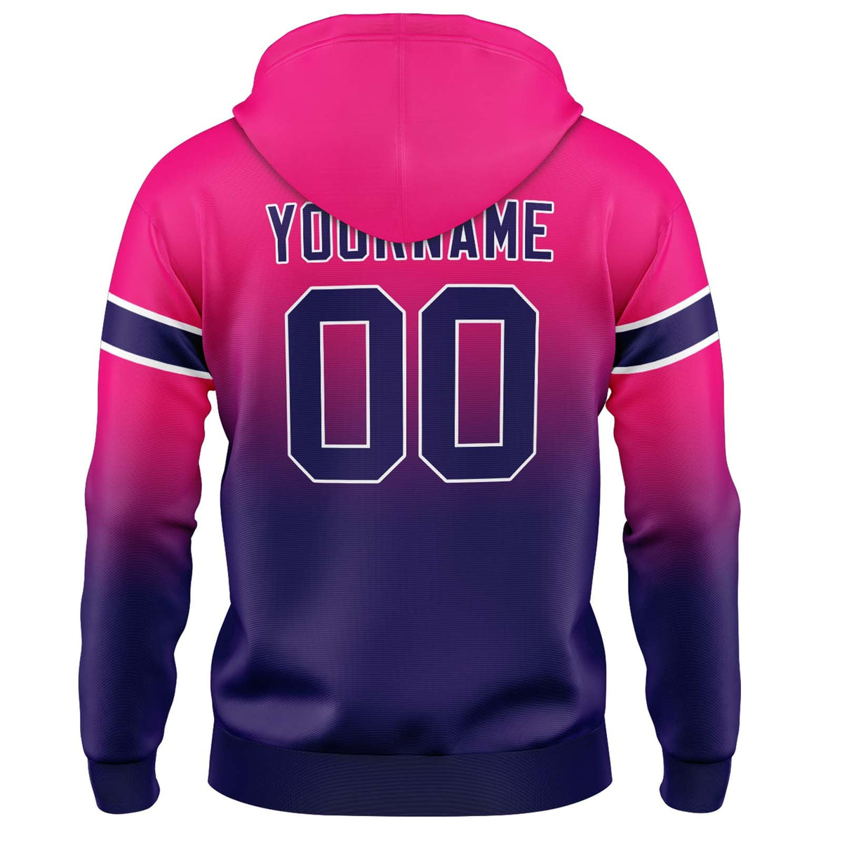 Sudadera con capucha personalizada con degradado para hombre-mujer-niña o niño Estampa tu logotipo-nombre o número en rosa y morado oscuro