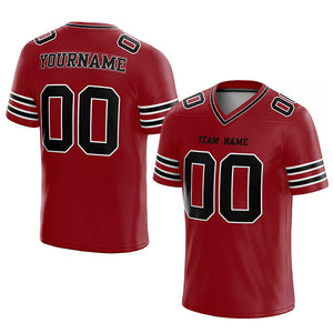 customized authentic football jersey red black-white mesh