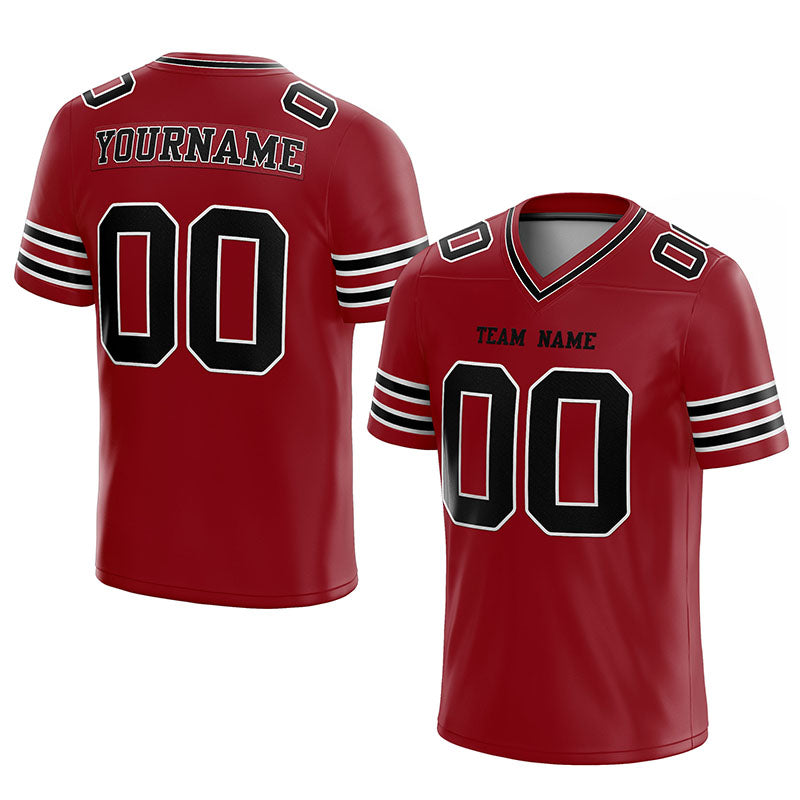 customized authentic football jersey red black-white mesh