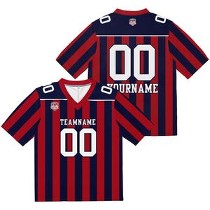 Camiseta de fútbol personalizada con nombre y número del equipo bordados-color rojo y azul marino