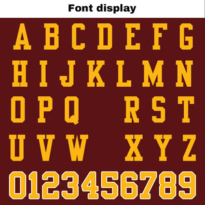 Camiseta de fútbol personalizada con nombre y número del equipo bordados-color burdeos y amarillo