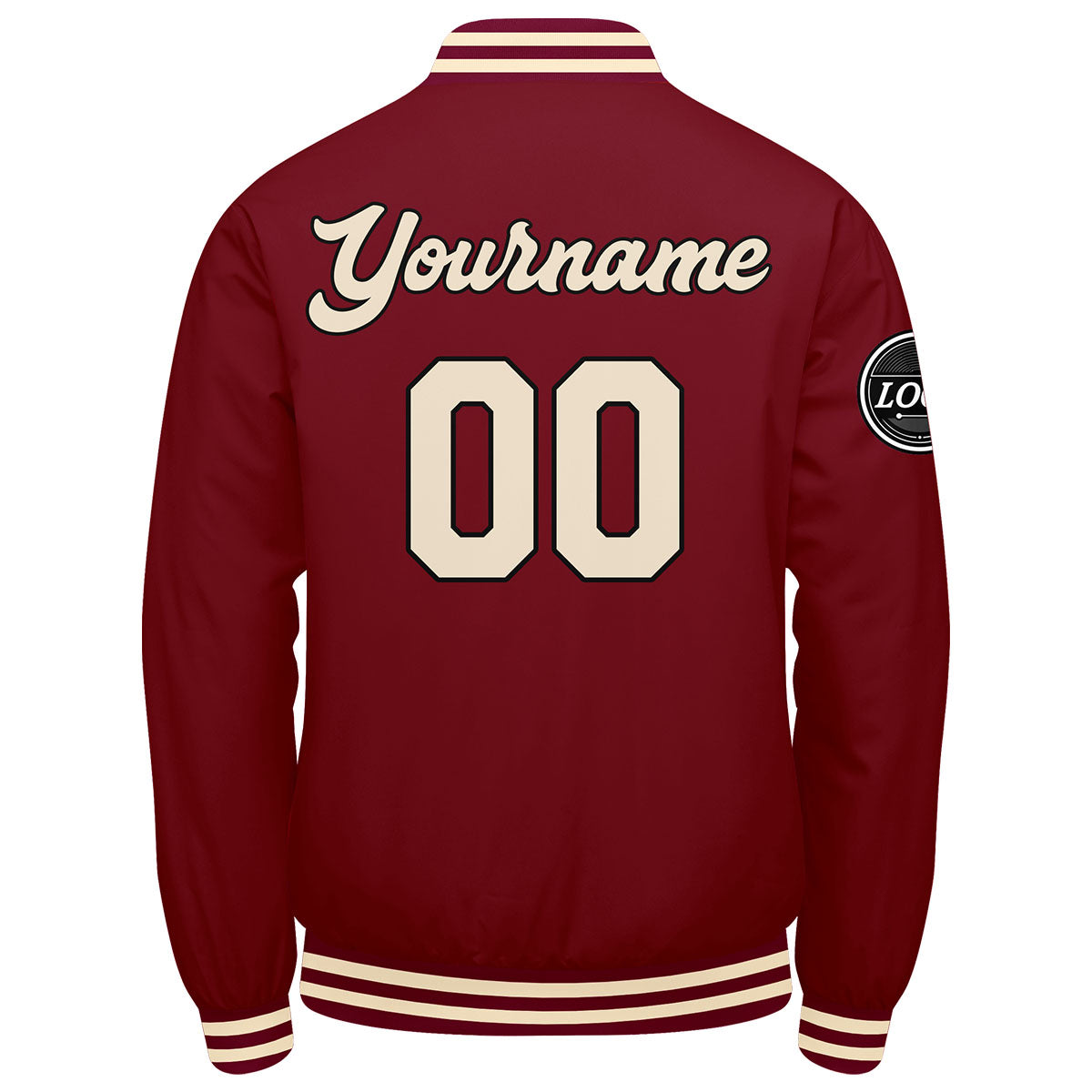 Chaqueta universitaria personalizada estilo Letterman para hombres-mujeres y jóvenes-color crema carmesí