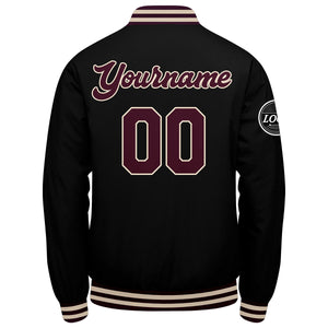 Chaqueta universitaria personalizada estilo Letterman para hombres-mujeres y jóvenes-color granate y negro
