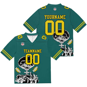 Camiseta de fútbol personalizada con nombre y número del equipo impresos y bordados-color verde