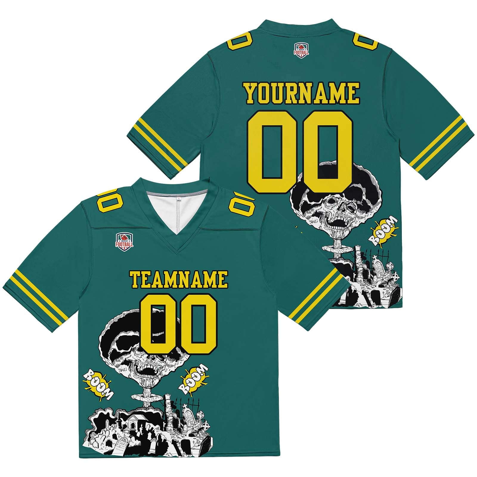 Camiseta de fútbol personalizada con nombre y número del equipo impresos y bordados-color verde
