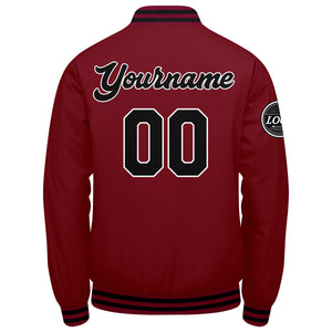 Chaqueta universitaria personalizada estilo Letterman para hombres-mujeres y jóvenes-color carmesí y negro