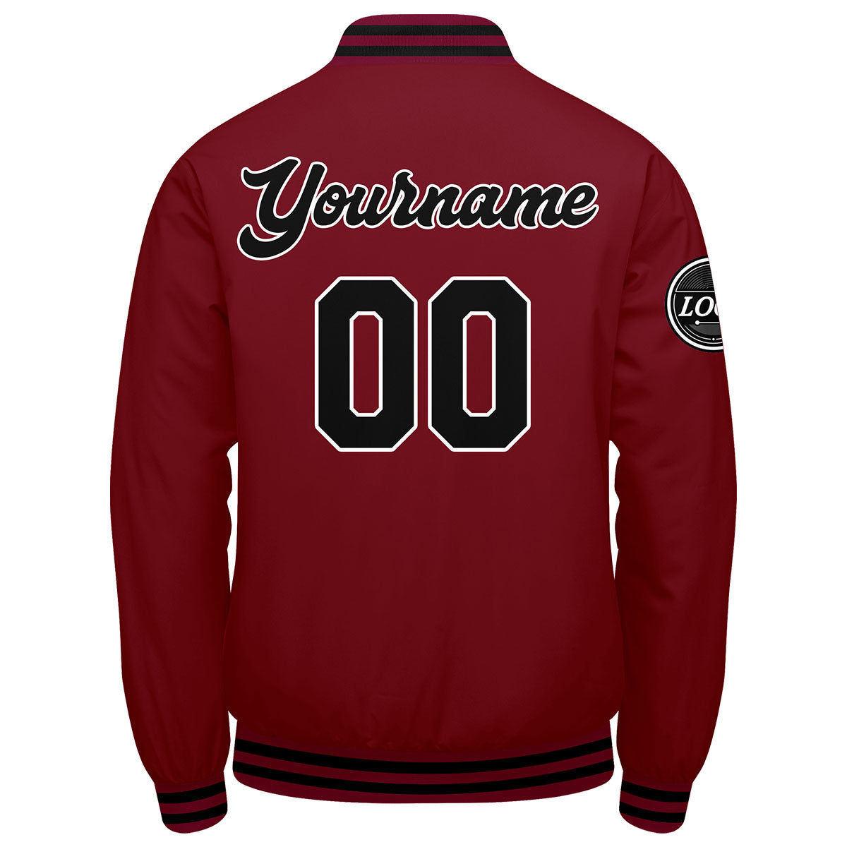 Chaqueta universitaria personalizada estilo Letterman para hombres-mujeres y jóvenes-color carmesí y negro