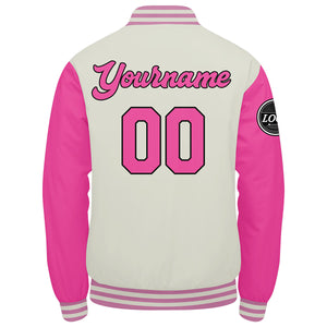 Chaqueta universitaria personalizada estilo Letterman para hombres-mujeres y jóvenes-color rosa