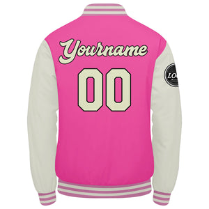 Chaqueta universitaria personalizada estilo Letterman para hombres-mujeres y jóvenes-color rosa