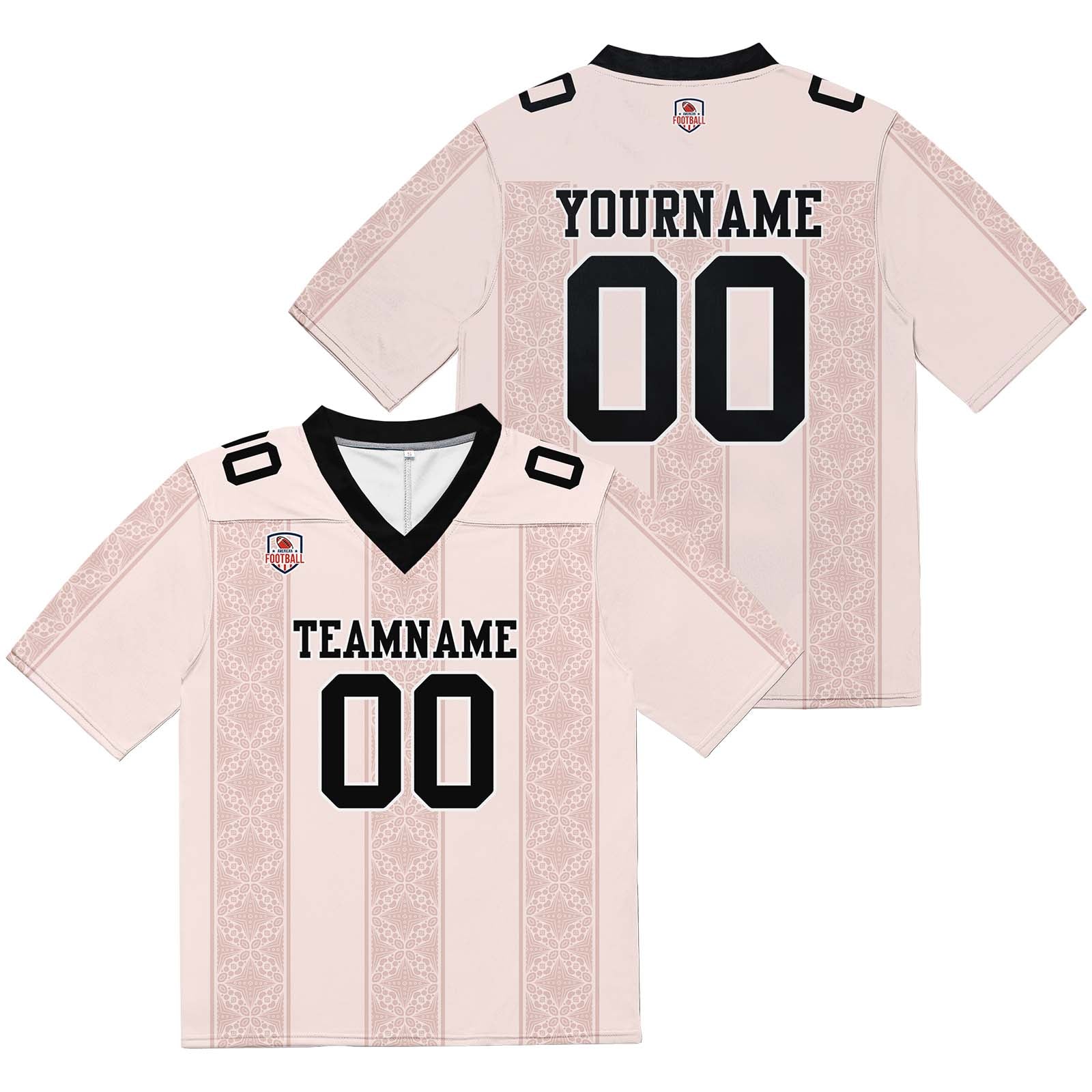Camiseta de fútbol personalizada con franja estampada con el nombre y el número del equipo -Rosa claro