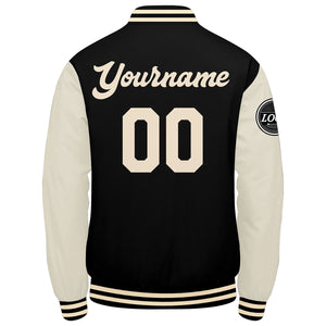 Chaqueta universitaria personalizada estilo Letterman para hombres-mujeres y jóvenes-color negro y crema