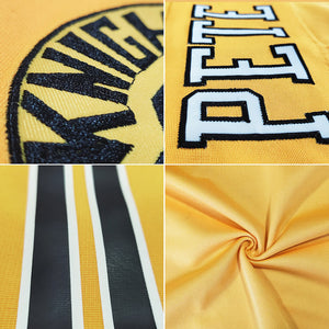 custom authentic football jersey gold black-white mesh