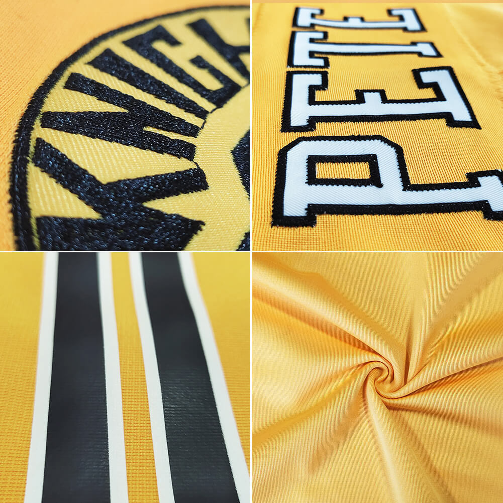 custom authentic football jersey gold black-white mesh
