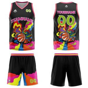 Uniforme de baloncesto negro personalizado con tu logotipo-nombre y número impresos