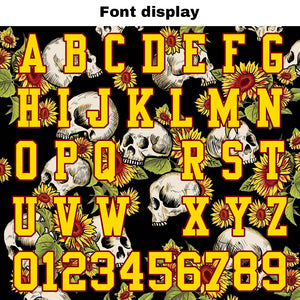 Camiseta de fútbol personalizada con nombre y número del equipo bordados y estampados-color amarillo calavera