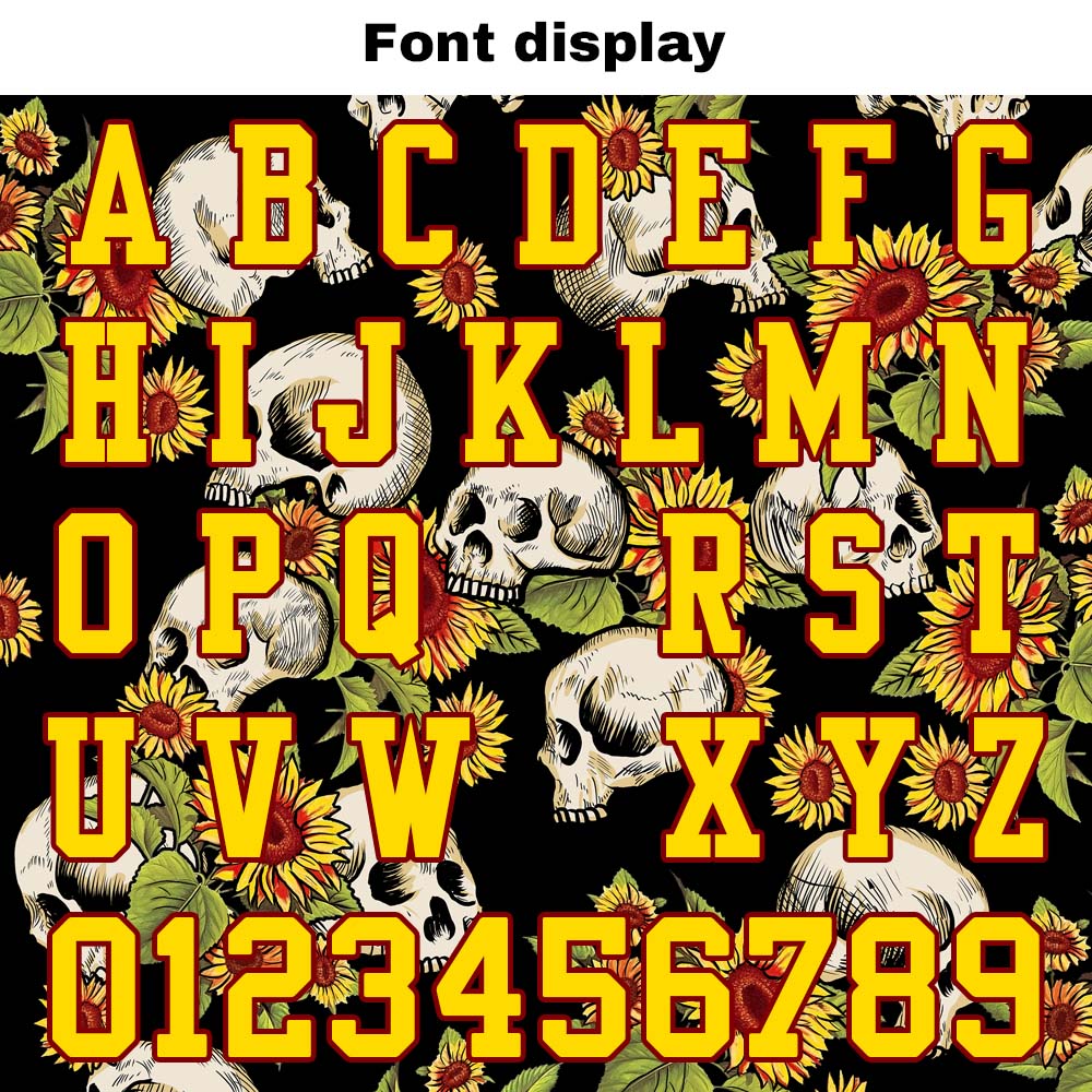Camiseta de fútbol personalizada con nombre y número del equipo bordados y estampados-color amarillo calavera