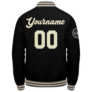 Chaqueta universitaria personalizada estilo Letterman para hombres-mujeres y jóvenes en color gris-negro y crema
