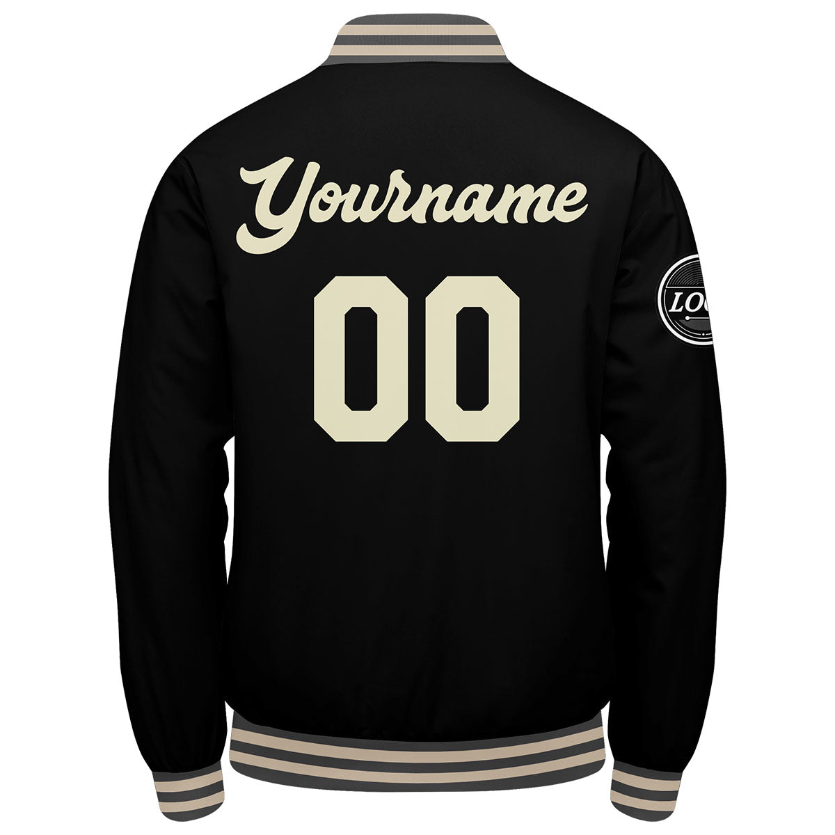 Chaqueta universitaria personalizada estilo Letterman para hombres-mujeres y jóvenes en color gris-negro y crema