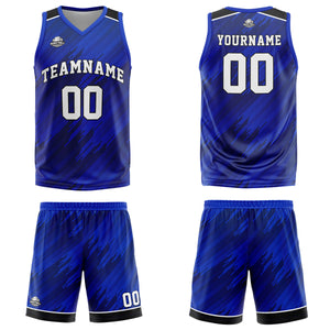 Uniforme de baloncesto azul marino personalizado con su logotipo-nombre y número impresos