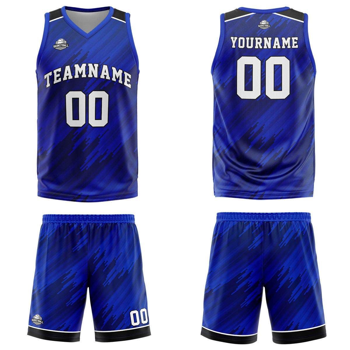 Uniforme de baloncesto azul marino personalizado con su logotipo-nombre y número impresos