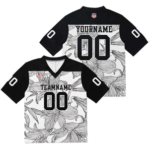 Camiseta de fútbol personalizada con nombre y número del equipo impresos y bordados-en blanco y negro