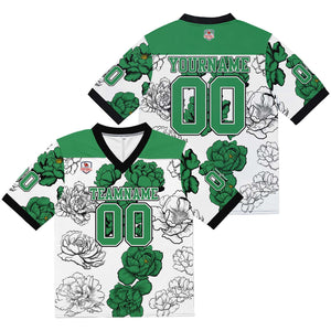 Camiseta de fútbol personalizada con nombre y número del equipo impresos y bordados-color verde