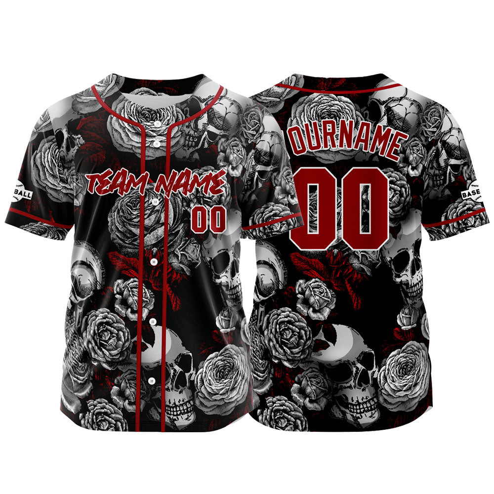 Camiseta de béisbol personalizada para hombres mujeres ni?os y jóvenes con bordados e impresión en gris y rojo