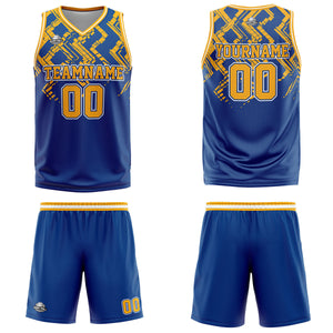 Uniforme de baloncesto personalizado azul y naranja con tu logotipo-nombre y número impresos
