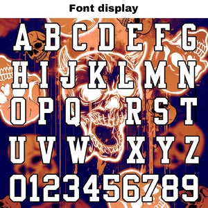 Camiseta de fútbol personalizada con nombre y número del equipo bordados y estampado de calavera estilo grafiti -Naranja
