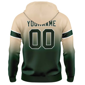 Sudadera con capucha personalizada con degradado para hombre-mujer-niña o niño Estampa tu logotipo-nombre o número Color caqui y verde oscuro