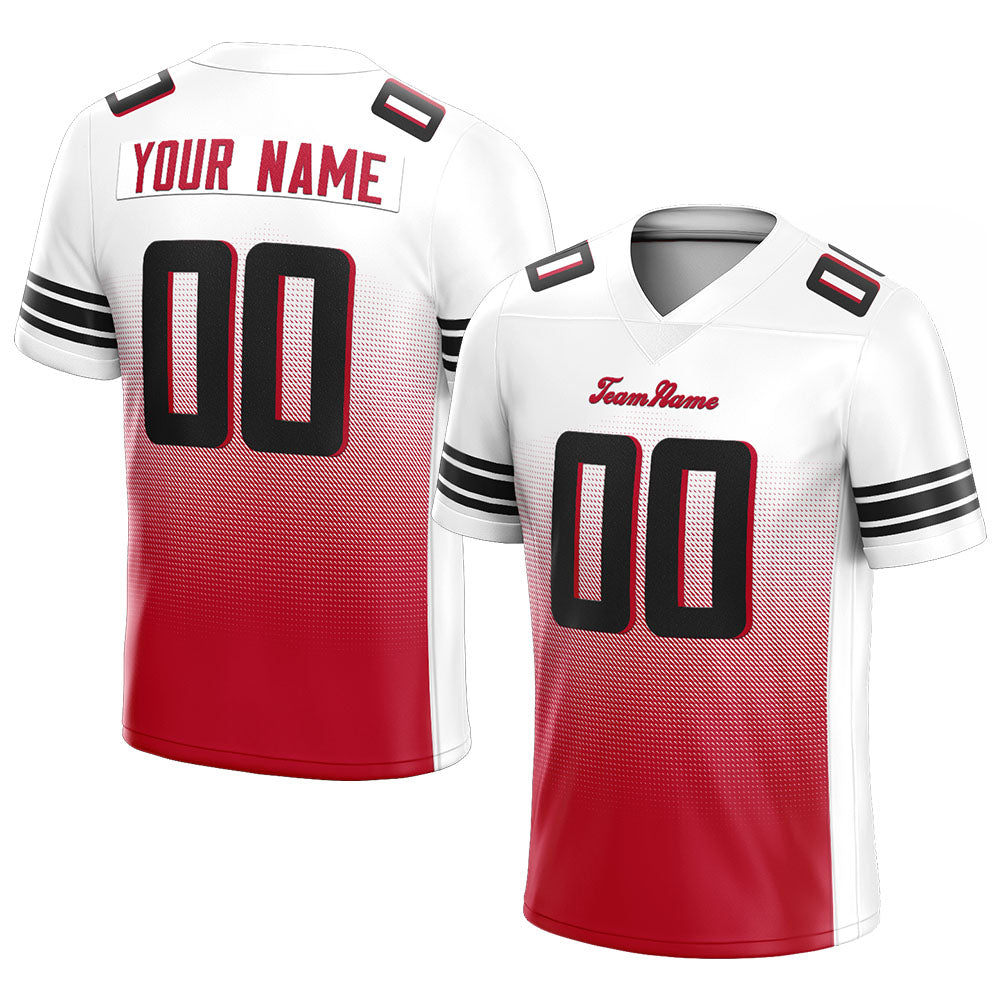 custom authentic gradient fashion football jersey white-red-black mesh