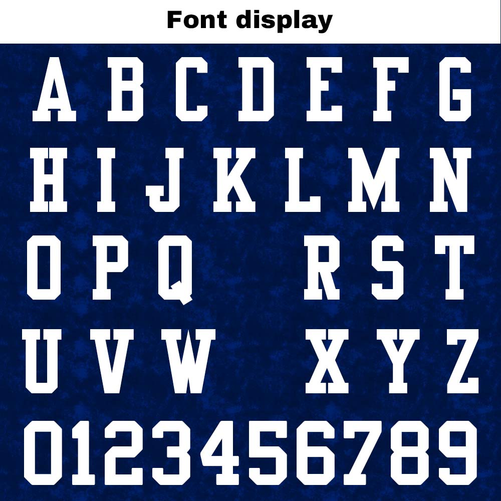 Camiseta de fútbol personalizada con nombre y número del equipo bordados y estampados en color azul marino