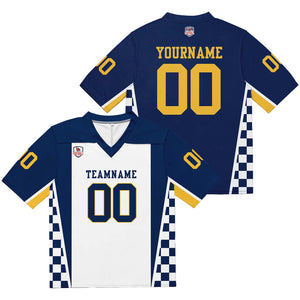 Camiseta de fútbol personalizada con nombre y número del equipo bordados-color azul marino y blanco