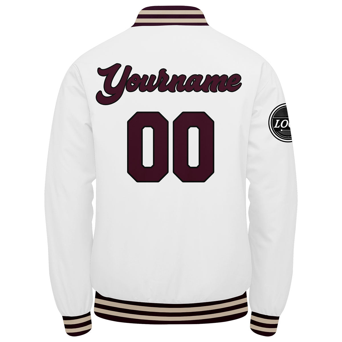 Chaqueta universitaria personalizada estilo Letterman para hombres-mujeres y jóvenes-color granate y blanco