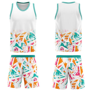 Uniforme de baloncesto personalizado en color blanco aguamarina con tu logotipo-nombre y número impresos