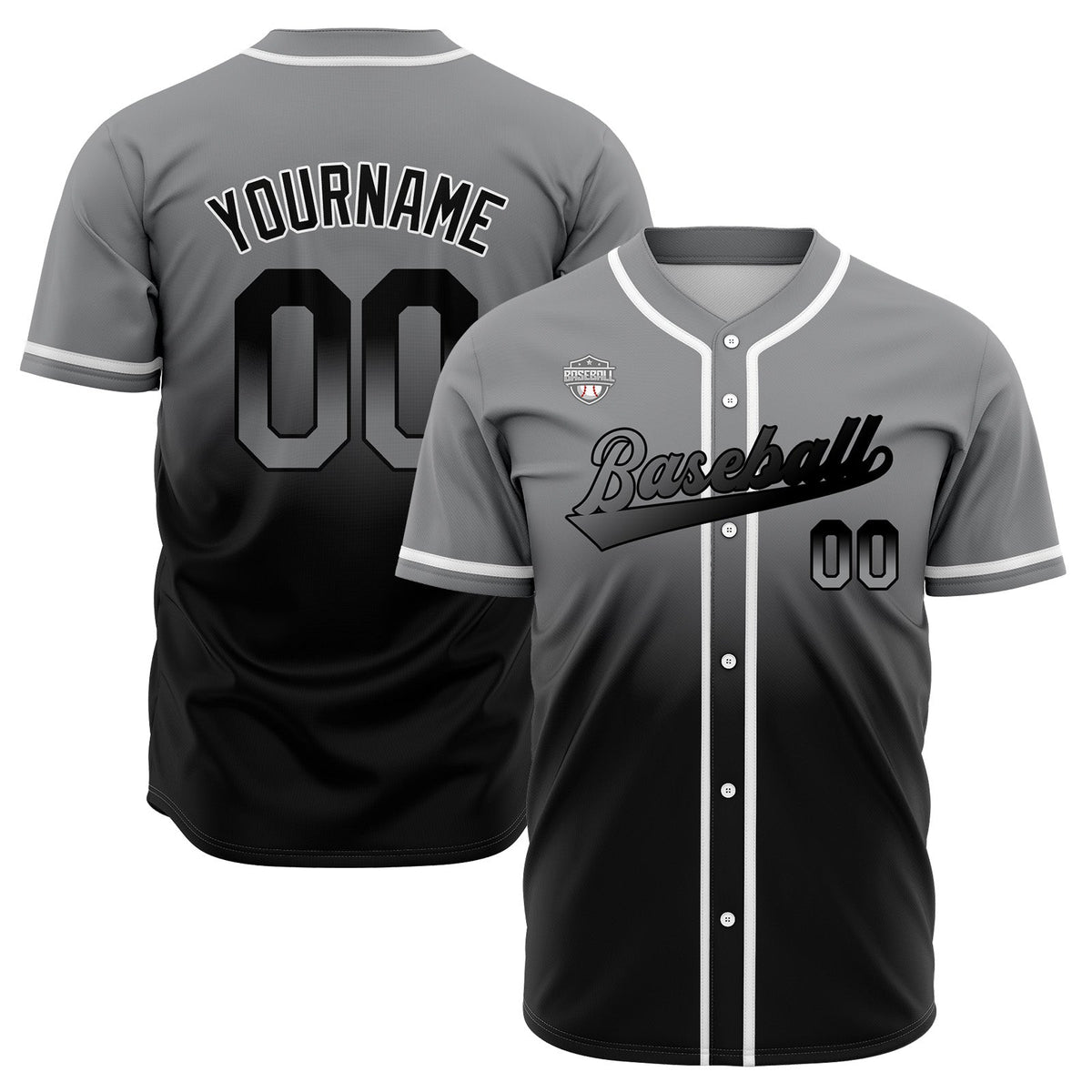 Camisetas de béisbol personalizadas con degradado nombre número y logotipo