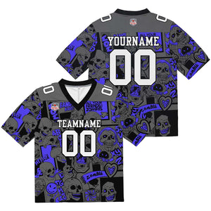 Camiseta de fútbol personalizada con nombre y número del equipo impresos y bordados-color azul