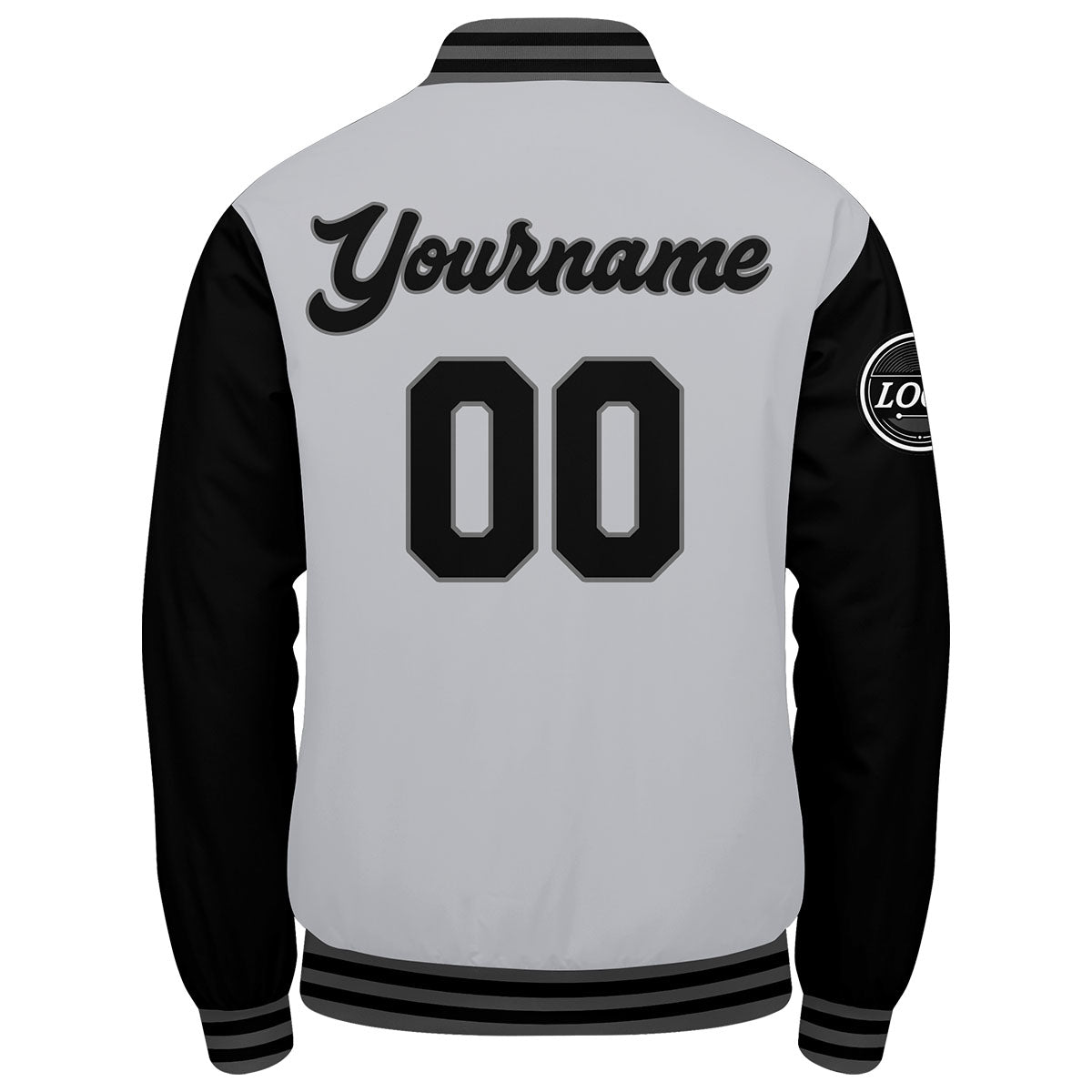 Chaqueta universitaria personalizada estilo Letterman para hombres-mujeres y jóvenes-color gris y negro