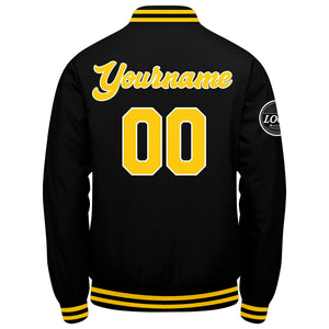 Chaqueta universitaria personalizada estilo Letterman para hombres-mujeres y jóvenes-color negro y amarillo
