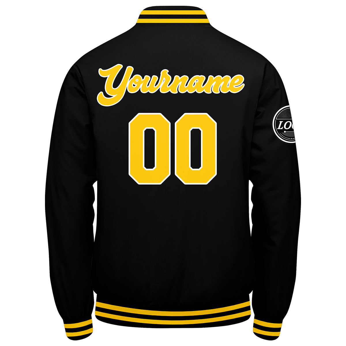 Chaqueta universitaria personalizada estilo Letterman para hombres-mujeres y jóvenes-color negro y amarillo