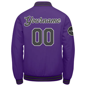 Chaqueta universitaria personalizada estilo Letterman para hombres-mujeres y jóvenes-color morado y gris