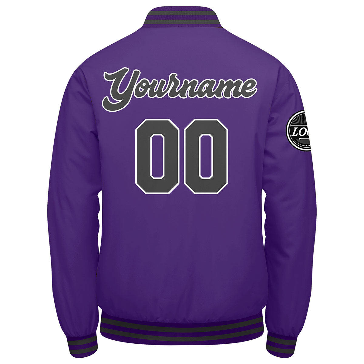 Chaqueta universitaria personalizada estilo Letterman para hombres-mujeres y jóvenes-color morado y gris