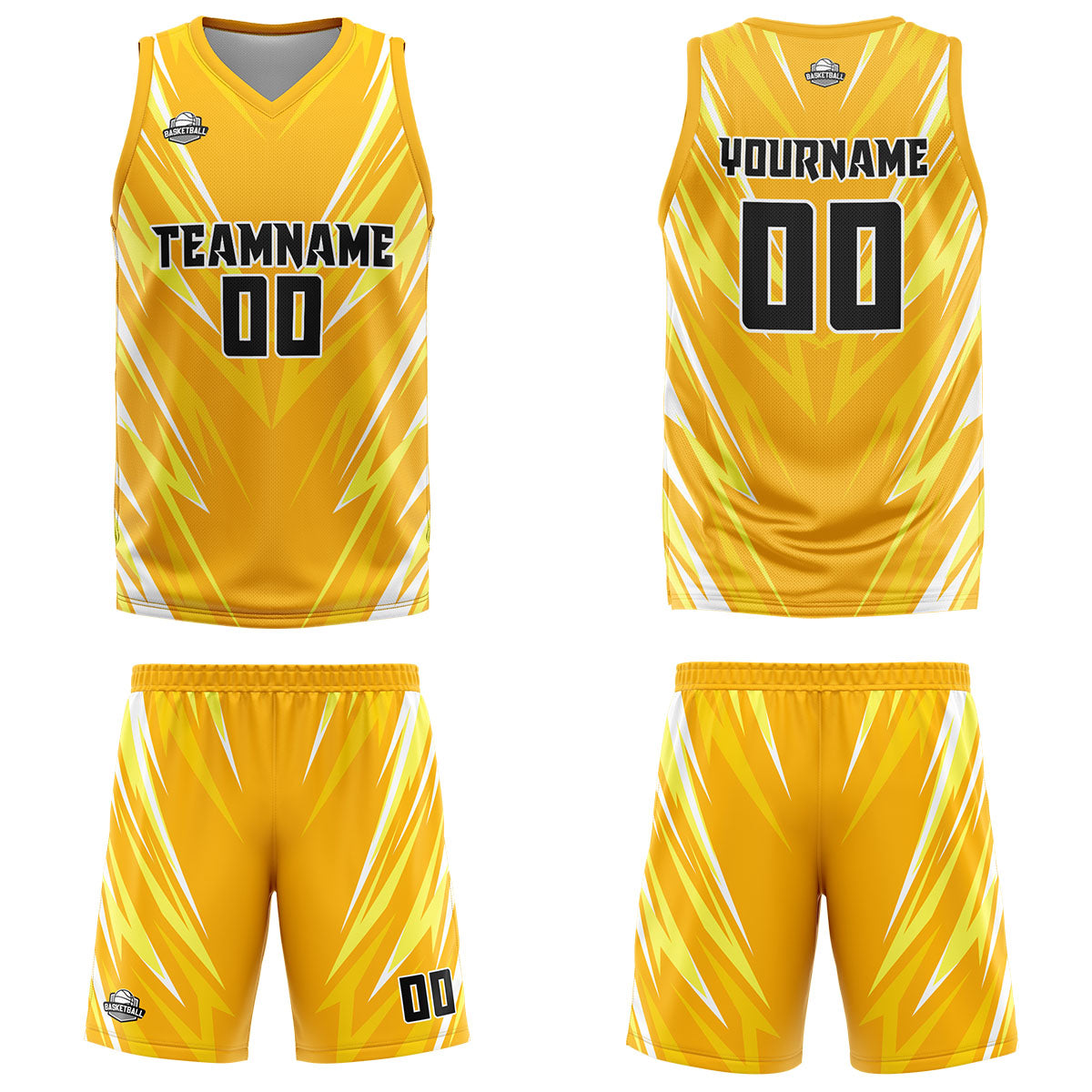 Uniforme de baloncesto personalizado con triángulo naranja y camiseta estampada con tu logotipo-nombre y número